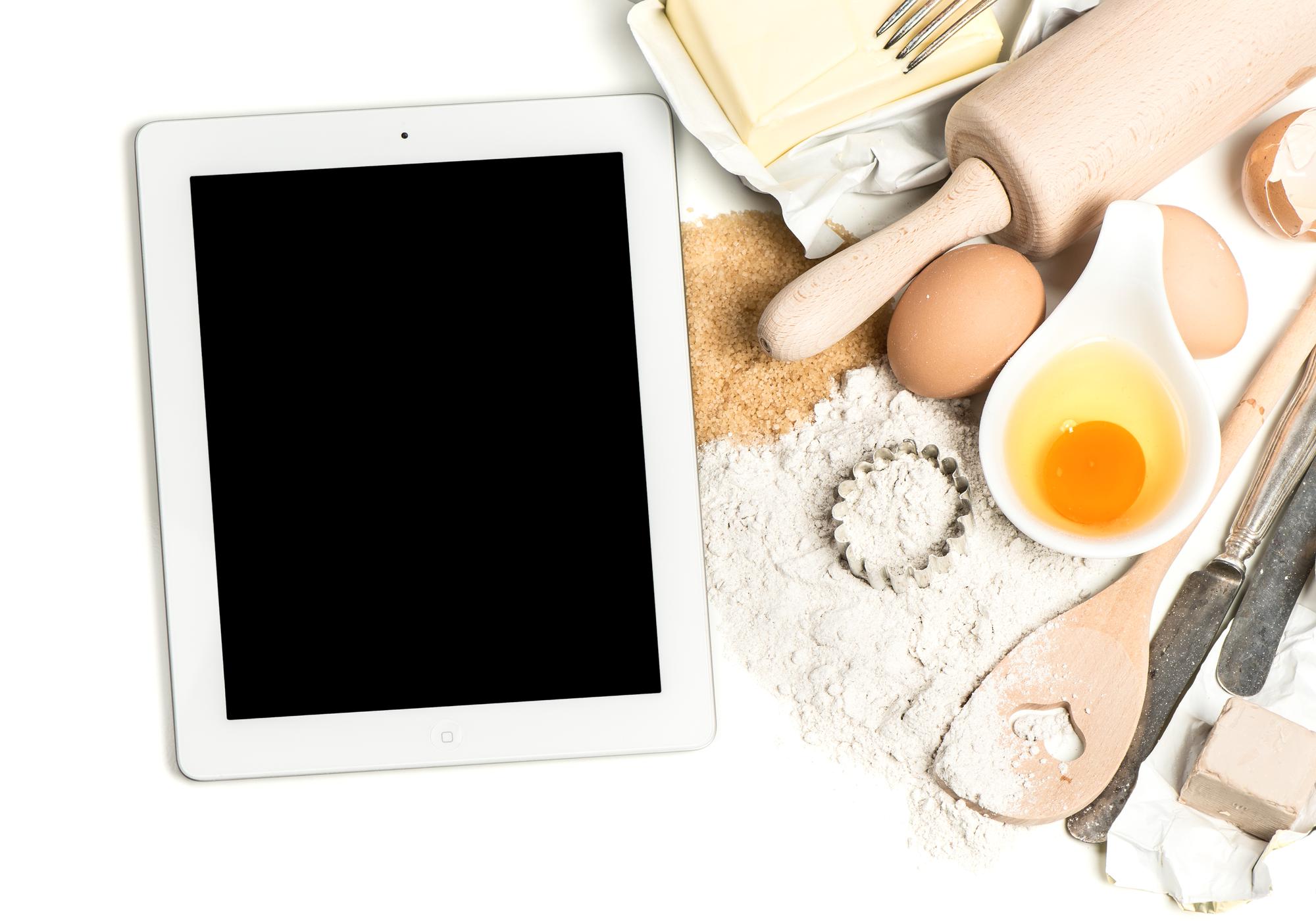 Schermo con lezione di cucina online